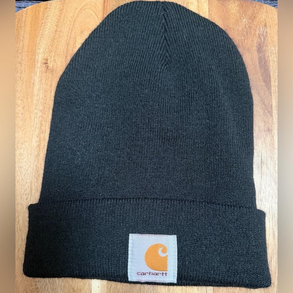 Carhartt | Men’s/Unisex Black Knit Cuffed A18 Beanie, One Size Fits All